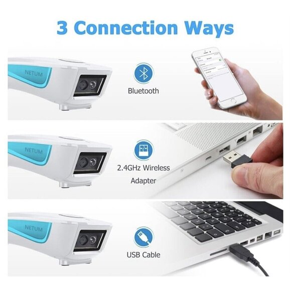 Upgraded Mini Wireless QR Barcode Scanner, 3 In 1 Bluetooth C850 - Picture 3 of 6